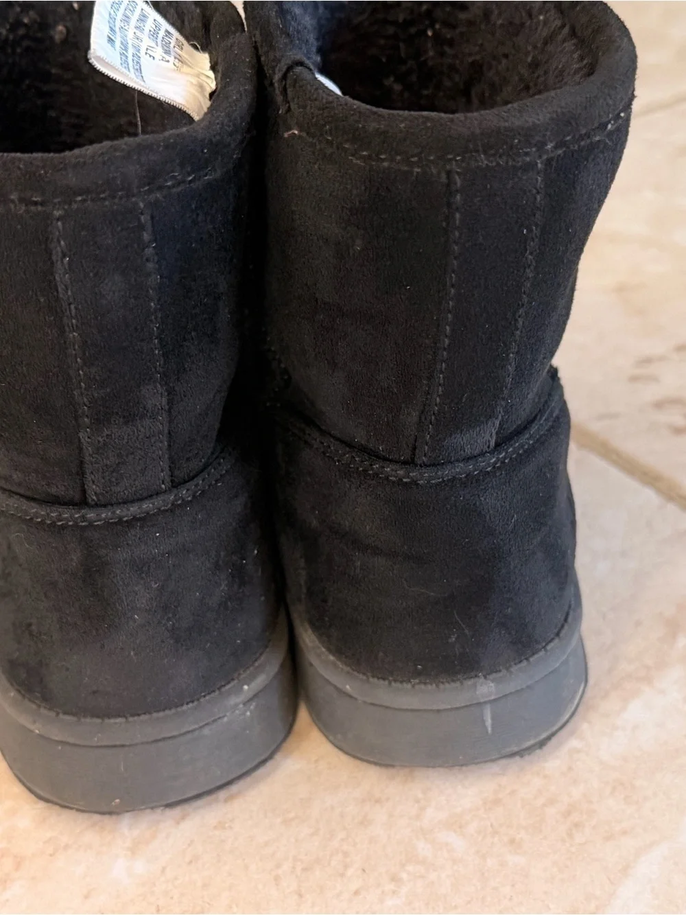 Girls Black Faux Suede Boots Size 1